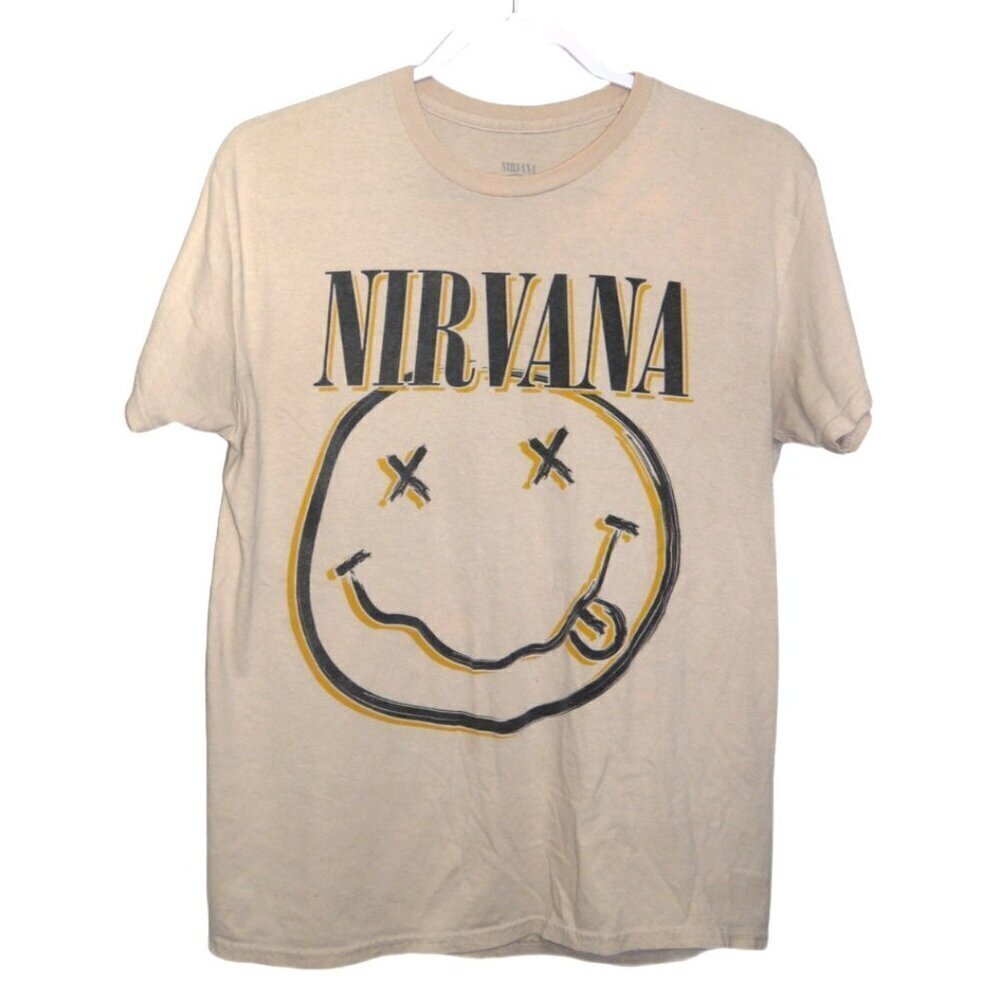 NIRVANA tan beige 100% cotton T shirt men's size M